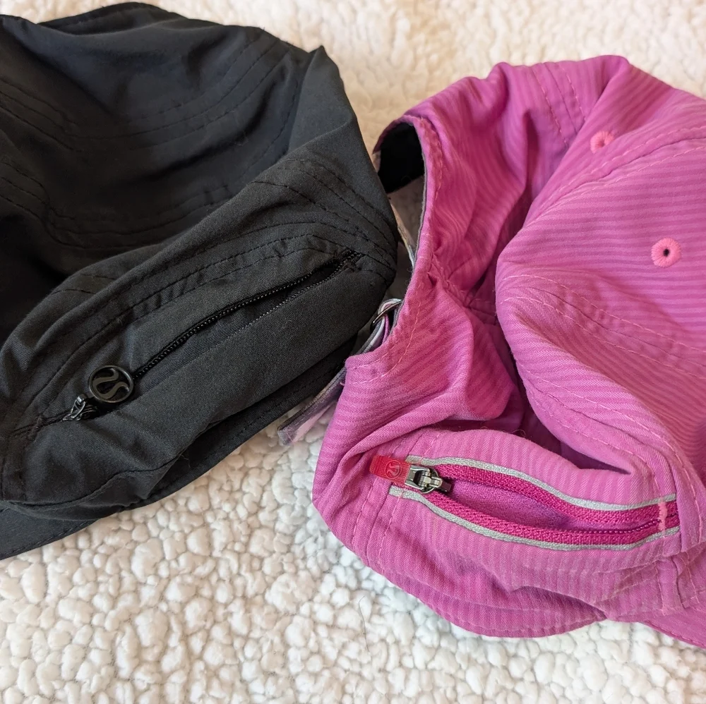 2 Lululemon Running Hats With Pockets - Black and Pink - Picture 3 of 4